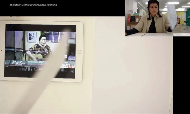 Live stream: an iPad showing dance footage, with Isabella Solar Villaseca in a small window above